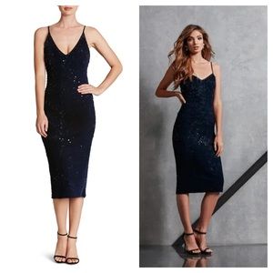 Dress the population / navy velvet Nina Sequin slip Bodycon  Dress